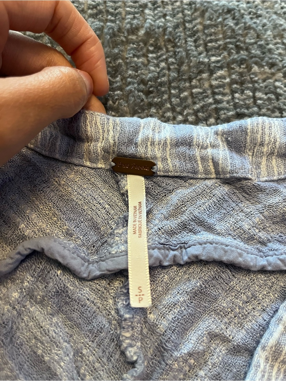 Free People Light Blue Textured Knit Top